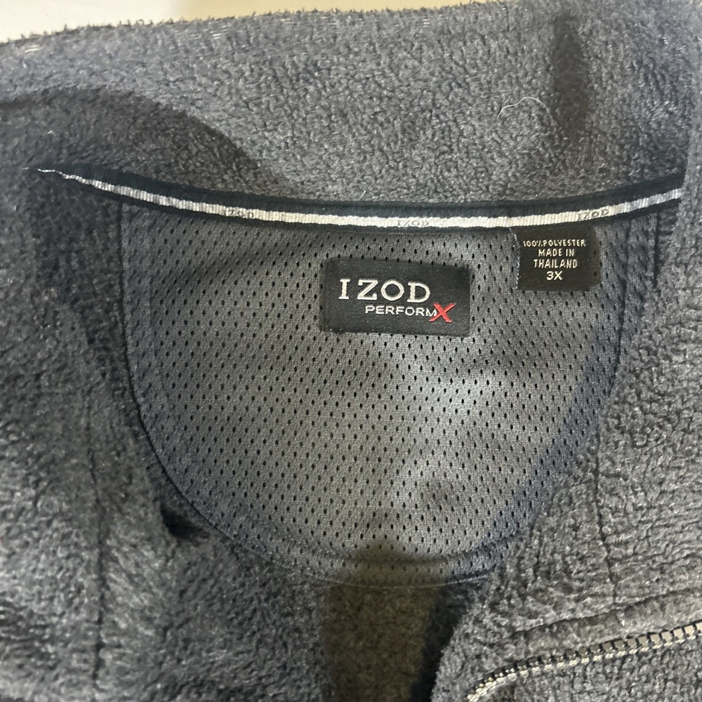 IZOD Sweatshirt Mens 3XL Gray 1/4 Zip Mock Neck Fleece Pullover PerformX Logo - Picture 3 of 5